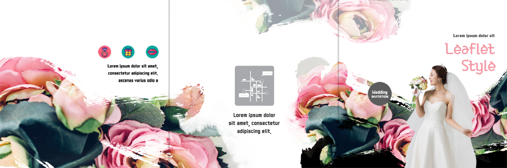 PSD 템플릿 표지디자인 북디자인 출판디자인 여자 표지 꽃 신부 리플렛 부케 웨딩드레스 결혼 북커버 3단접지 한명 팜플렛 상반신 성인 한국인 약도 이미지템플릿 식물 1 드레스 꽃다발 지도 사람 동양인 이벤트 파일형식