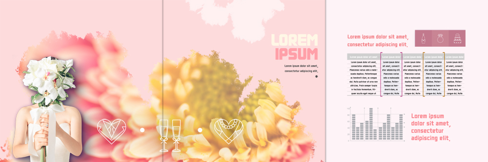 PSD 템플릿 표지디자인 북디자인 커플 출판디자인 여자 꽃 내지 신부 리플렛 부케 북커버 3단접지 그래프 한명 팜플렛 상반신 성인 이미지템플릿 식물 1 꽃다발 결혼 관계 사람 파일형식