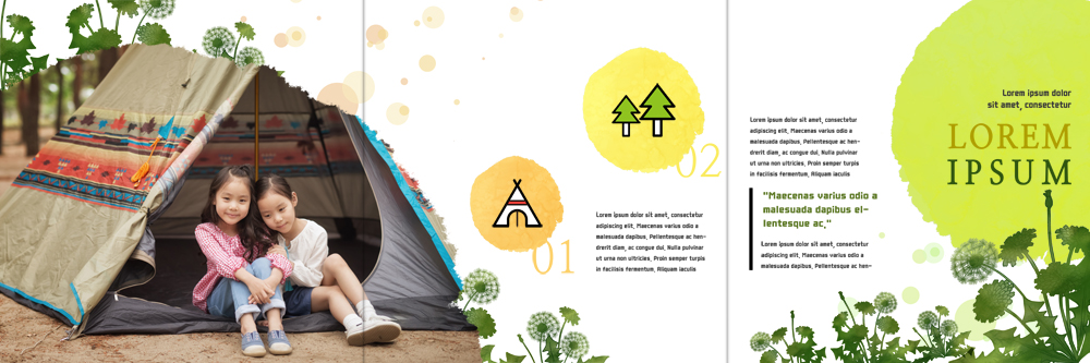 PSD 템플릿 표지디자인 북디자인 출판디자인 여자 꽃 내지 어린이 리플렛 북커버 3단접지 가족 가족여행 텐트 앉기 팜플렛 두명 캠핑 한국인 자매 이미지템플릿 식물 여행 관계 모션 레저 캠핑도구 사람 동양인 파일형식