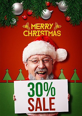 PSD 서양인 외국인 템플릿 편집이미지 배너 남자 중년 50대 한명 상반신 산타클로스 세일 장식볼 전단 홍보물 SD캐릭터 중년남자한명만 이미지편집 캐릭터 1 크리스마스 사람 인종 성인 장식 남자한명만 중년남자만 파일형식