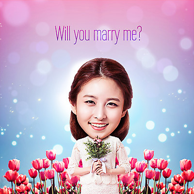 PSD 템플릿 편집이미지 여자 꽃 꽃다발 결혼 프로포즈 한명 상반신 20대 성인 한국인 전단 홍보물 SD캐릭터 성인여자한명만 이미지편집 식물 캐릭터 1 사람 동양인 이벤트 청년 여자한명만 성인여자만 파일형식