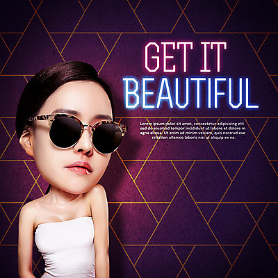 PSD 템플릿 편집이미지 여자 한명 상반신 20대 성인 선글라스 뷰티 한국인 전단 홍보물 의료성형뷰티 SD캐릭터 성인여자한명만 이미지편집 캐릭터 1 안경 사람 동양인 청년 여자한명만 성인여자만 파일형식