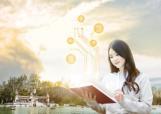 PSD 나무 구름 편집 편집이미지 건축물 여자 교육 대학생 하늘 상반신 20대 성인 책 강 독서 노을 한국인 대학교육 선박 이미지편집 자연요소 식물 학생 건축 수상교통 사람 동양인 청년 파일형식