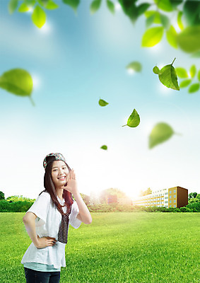 PSD 편집 편집이미지 모자 여자 교육 허리손 학교 청소년 하늘 나뭇잎 한명 웃음 잔디 상반신 외침 한국인 청소년교육 이미지편집 식물 1 잡화 포즈 잎 표정 사람 동양인 소리 파일형식