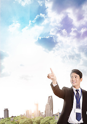 PSD 구름 편집 편집이미지 남자 비즈니스 하늘 한명 웃음 빌딩 상반신 성인 30대 한국인 가리킴 비즈니스맨 사원증 이미지편집 자연요소 1 표정 사람 동양인 손짓 건물 장년 직장인 파일형식