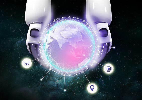 PSD 편집 편집이미지 손 비즈니스 정보기술 사람없음 지구본 우주 글로벌비즈니스 로봇 로봇산업 로봇팔 4차산업 이미지편집 산업 기술 신체부위 글로벌 파일형식