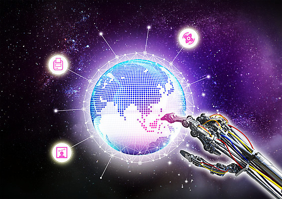 PSD 편집 편집이미지 손 비즈니스 정보기술 사람없음 지구본 우주 글로벌비즈니스 로봇 로봇산업 로봇팔 4차산업 이미지편집 산업 기술 신체부위 글로벌 파일형식