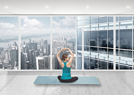 PSD 편집 편집이미지 여자 다이어트 요가 창문 한명 앉기 빌딩 20대 성인 뒷모습 운동 한국인 매트 도시 이미지편집 1 웰빙 뷰포인트 모션 건강 사람 동양인 청년 건물 파일형식