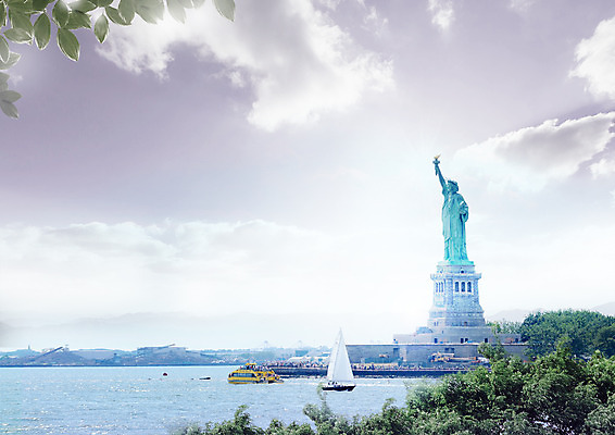 PSD 구름 편집 편집이미지 여행 하늘 나뭇잎 여러명 관광지 강 여행객 미국 돛단배 유람선 자유의여신상 이미지편집 자연요소 다수 잎 북아메리카 배_교통 사람 세계문화유산 파일형식