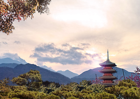 PSD 나무 구름 편집 편집이미지 여행 하늘 산 사람없음 관광지 노을 동양건축 정자 이미지편집 자연요소 식물 건축물 건축 파일형식 동양