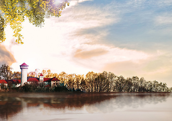 PSD 나무 구름 편집 편집이미지 건축물 여행 하늘 물그림자 사람없음 강 노을 이미지편집 자연요소 식물 건축 그림자 파일형식