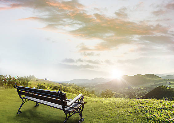 PSD 구름 편집 편집이미지 벤치 자연 하늘 산 사람없음 햇빛 노을 이미지편집 자연요소 의자 태양 생태계 파일형식