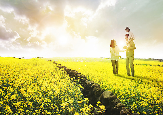 전신 PSD 구름 편집 편집이미지 여자 남자 어린이 꽃밭 가족 하늘 서기 성인 세명 30대 봄 한국인 목마 유채 유채밭 이미지편집 자연요소 계절 꽃 밭 관계 모션 사람 동양인 장년 파일형식