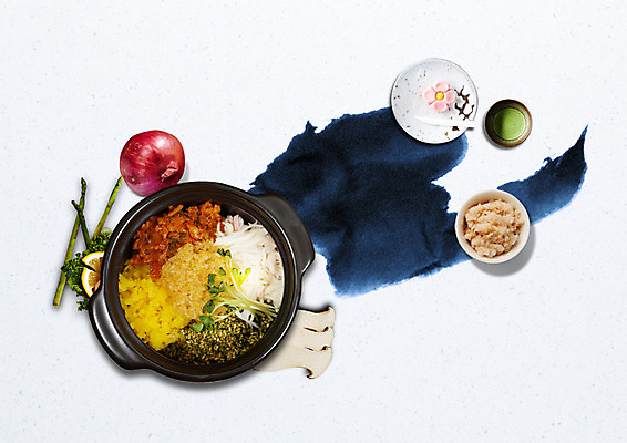 PSD 편집 편집이미지 접시 음식 캘리그라피 밥 양파 사람없음 버섯 냄비 아스파라거스 날치알비빔밥 일본음식 이미지편집 식기 채소 솥 비빔밥 파일형식