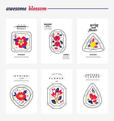 식물 템플릿 꽃 백그라운드 카드템플릿 프레임 사람없음 라벨 봄 꽃프레임 이미지템플릿 AI파일 계절 카드_감사 파일형식 벡터