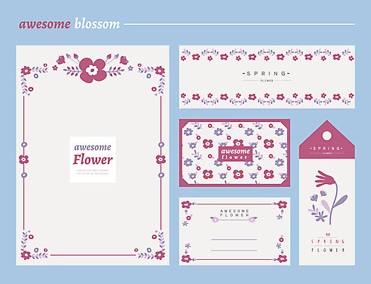 식물 템플릿 꽃 분홍색 하늘색 백그라운드 카드템플릿 명함 프레임 사람없음 봄 편지지 엽서 꽃프레임 북마크 이미지템플릿 AI파일 계절 컬러 카드_감사 파란색 편지 파일형식 벡터