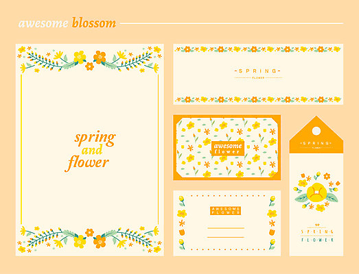 식물 템플릿 꽃 백그라운드 카드템플릿 명함 프레임 사람없음 노란색 봄 편지지 엽서 꽃프레임 북마크 이미지템플릿 AI파일 계절 컬러 카드_감사 편지 파일형식 벡터