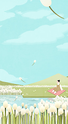 전신 PSD 여자 꽃밭 일러스트 청소년 하늘 한명 앉기 소녀 소풍 봄 돗자리 국내일러스트 1 계절 꽃 어린이 모션 사람 야외활동 파일형식