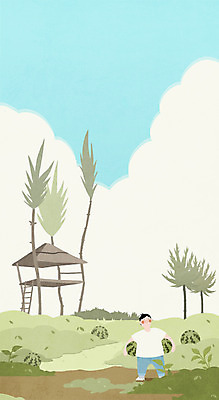 전신 PSD 나무 남자 일러스트 청소년 하늘 여름음식 수박 한명 들기 여름 오두막 제철음식 제철과일 국내일러스트 식물 1 계절 음식 과일 모션 사람 제철 파일형식 여름_계절