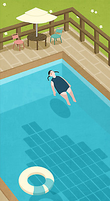 전신 PSD 여자 일러스트 청소년 휴가 수영장 한명 소녀 여름 파라솔 튜브 테이블롤 국내일러스트 1 계절 어린이 빵 사람 파일형식