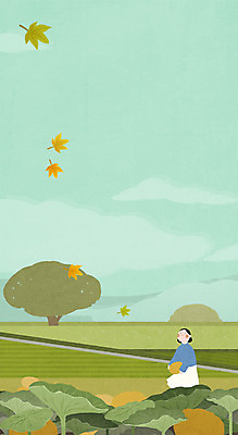 PSD 여자 단풍 밭 일러스트 청소년 호박 한명 소녀 상반신 여름 가을 농촌 국내일러스트 1 계절 어린이 잎 농업 채소 사람 시골 파일형식