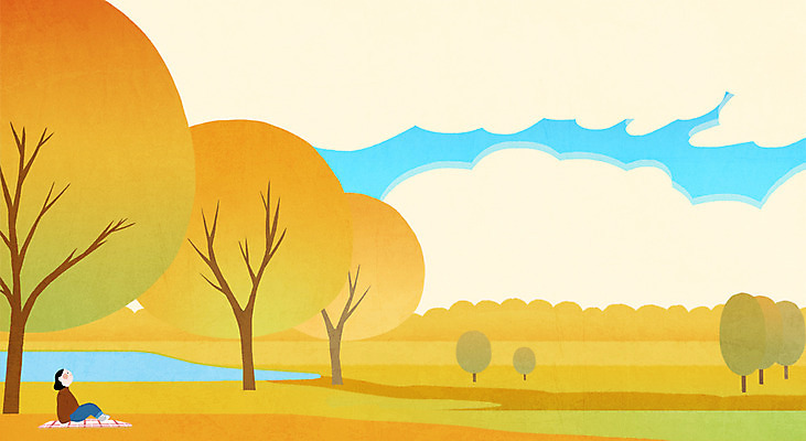 전신 PSD 구름 여자 단풍 일러스트 청소년 하늘 한명 소녀 소풍 가을 돗자리 국내일러스트 자연요소 1 계절 어린이 잎 사람 야외활동 파일형식