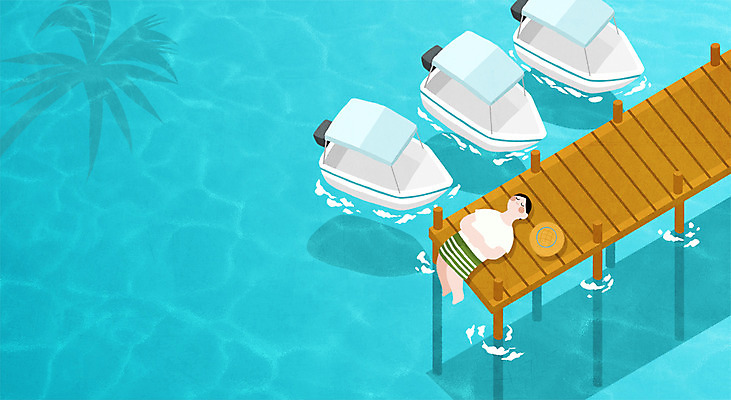 전신 PSD 남자 바다 일러스트 청소년 휴식 그림자 한명 여름 야자수 눕기 다리 보트 밀짚모자 국내일러스트 나무 모자_잡화 1 계절 컨셉 배_교통 모션 사람 신체부위 파일형식