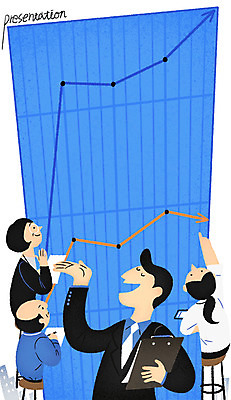 PSD 여자 남자 일러스트 회사 비즈니스 회의 그래프 여러명 상반신 성인 직장인 발표 프레젠테이션 국내일러스트 직업 다수 사람 파일형식