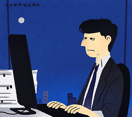 PSD 남자 일러스트 회사 비즈니스 피곤 한명 상반신 성인 컴퓨터 달 직장인 야간 업무과다 야근 과로 서류더미 국내일러스트 자연요소 직업 1 컨셉 사람 전자제품 업무 문서 파일형식 더미