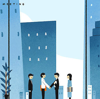 PSD 여자 남자 일러스트 회사 비즈니스 회의 악수 빌딩 여러명 상반신 성인 건물 직장인 회의실 계약 국내일러스트 직업 건축물 다수 사람 손짓 파일형식