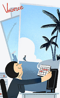 PSD 여자 여행 일러스트 회사 비즈니스 상상 휴가 한명 상반신 성인 컴퓨터 달력 직장인 계획 휴양지 국내일러스트 직업 1 컨셉 사람 전자제품 장소 파일형식