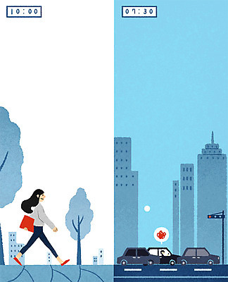 전신 PSD 나무 여자 남자 일러스트 회사 비즈니스 자동차 빌딩 성인 두명 건물 업무 직장인 출근 탄력 국내일러스트 식물 직업 건축물 육상교통 사람 작업 출퇴근 파일형식