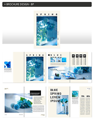 템플릿 꽃 ZIP 팜플렛 사람없음 파란색 꽃병 인디자인 INDD 이미지템플릿 식물 컬러 파일형식