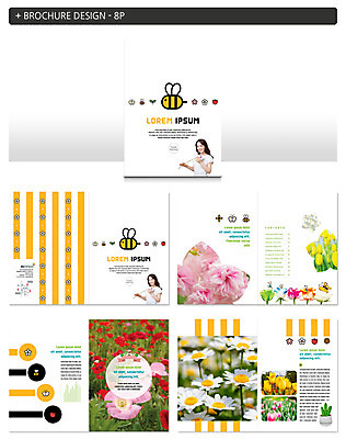 템플릿 여자 꽃 ZIP 팜플렛 20대 성인 두명 한국인 벌 인디자인 INDD 이미지템플릿 식물 곤충 사람 동양인 청년 파일형식