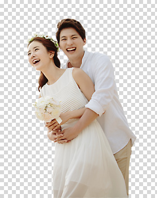 편집이미지 부부 커플 원피스 여자 남자 행복 신부 부케 신랑 와이셔츠 신혼부부 안기 사랑 웃음 상반신 두명 옆모습 30대 한국인 신혼 백허그 PNG 편집소스 옷 감정 뷰포인트 꽃다발 결혼 셔츠 관계 모션 포옹 표정 사람 동양인 장년 파일형식