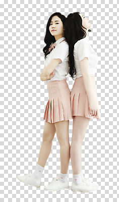 전신 편집이미지 여자 포즈 서기 웃음 20대 성인 두명 옆모습 친구 청춘 우정 한국인 등맞대기 PNG 뷰티라이프 성인여자만 트윈룩 편집소스 라이프스타일 옷 뷰포인트 컨셉 관계 모션 표정 사람 동양인 청년 여자만 성인만 파일형식