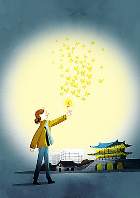 전신 PSD 여자 나비 일러스트 촛불 한명 서기 들기 성인 빛 사회이슈 광화문 집회 촛불시위 국내일러스트 1 곤충 컨셉 초 모션 한국 사람 시위 랜드마크 파일형식