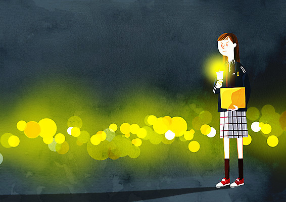 전신 PSD 여자 교복 일러스트 촛불 청소년 한명 서기 들기 10대 팻말 사회이슈 집회 촛불시위 국내일러스트 1 옷 컨셉 초 모션 프레임 사람 시위 파일형식