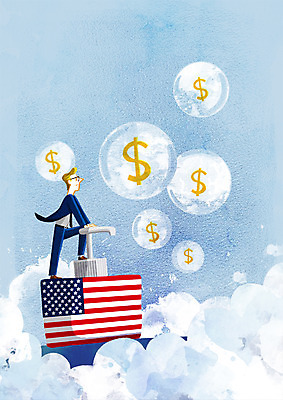 전신 PSD 외국인 남자 일러스트 한명 서기 성인 경제 달러 미국 거품 사회이슈 상승 국내일러스트 1 컨셉 돈 북아메리카 모션 사람 인종 파일형식