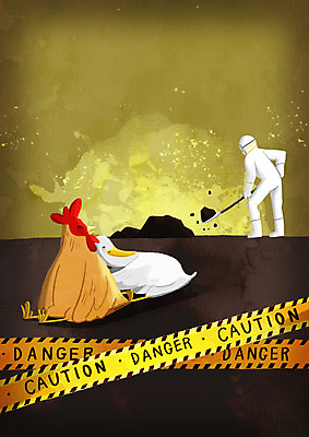 전신 PSD 남자 두마리 일러스트 오리 한명 성인 닭 삽 사회이슈 땅파기 조류독감 폐사 묻힘 국내일러스트 1 컨셉 2 모션 조류 사람 전염병 파일형식