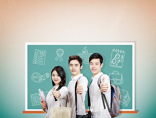 PSD 편집이미지 여자 남자 서기 상반신 20대 성인 옆모습 세명 칠판 한국인 최고 입학 신입생 성인만 이미지편집 학생 교육 뷰포인트 모션 사람 동양인 청년 파일형식