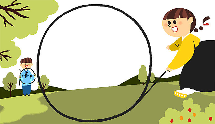 전신 PSD 여자 남자 어린이 일러스트 방학 두명 전통놀이 한복 굴렁쇠 국내일러스트 한국전통 전통 놀이 휴가 사람 놀이용품 전통의상 파일형식