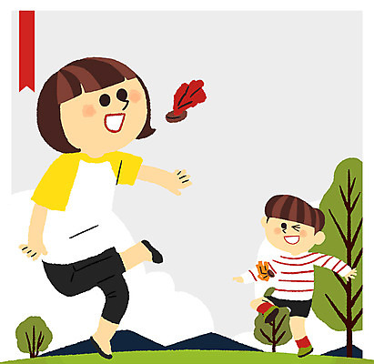 전신 PSD 여자 명절 남자 어린이 일러스트 웃음 두명 전통놀이 경쟁 즐거움 제기_놀이 제기차기 국내일러스트 전통 기념일 감정 컨셉 놀이 표정 사람 놀이용품 파일형식