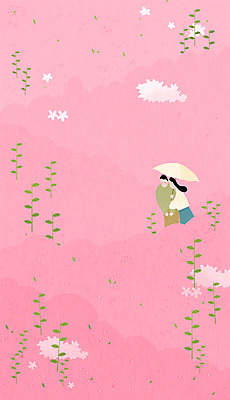 PSD 커플 여자 남자 꽃밭 일러스트 산 상반신 성인 두명 축제 봄 진달래 양산 국내일러스트 계절 꽃 관계 사람 파일형식