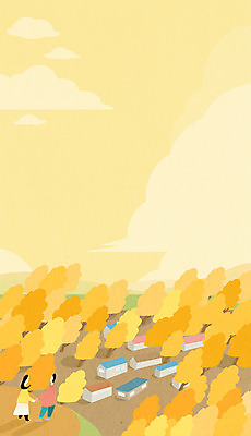 전신 PSD 나무 커플 여자 남자 일러스트 산 성인 두명 마을 축제 봄 산수유 국내일러스트 식물 계절 꽃 관계 사람 파일형식