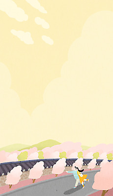 전신 PSD 커플 여자 남자 일러스트 산 한옥 성인 두명 담장 축제 봄 벚꽃 가로수 한옥마을 벚꽃축제 국내일러스트 한국전통 계절 꽃 고건축 관계 사람 마을 꽃축제 파일형식