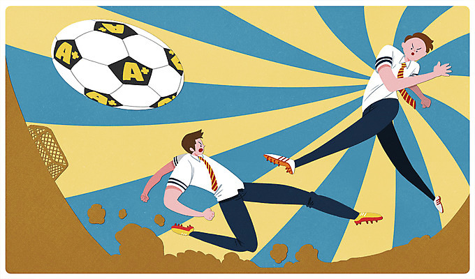 전신 PSD 학생 남자 교복 스포츠 일러스트 축구공 청소년 두명 10대 축구 시험 성적 에이플러스 태클 국내일러스트 옷 교육 공 축구용품 사람 구기 점수 파일형식