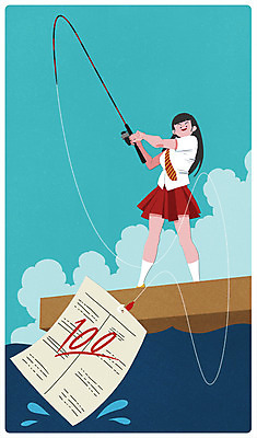 전신 PSD 학생 여자 교복 스포츠 일러스트 청소년 낚시 한명 10대 시험 성적 시험지 낚시줄 만점 100점 월척 국내일러스트 1 옷 교육 레저 사람 낚시용품 점수 파일형식