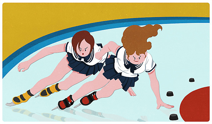 전신 PSD 학생 여자 교복 스포츠 일러스트 청소년 겨울스포츠 두명 10대 경쟁 시험 스케이트 성적 만점 100점 쇼트트랙 국내일러스트 옷 교육 스포츠용품 컨셉 사람 스케이팅 점수 파일형식