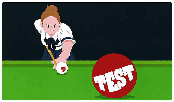 PSD 학생 여자 교복 스포츠 일러스트 교과목 청소년 한명 상반신 10대 시험 당구 포켓볼 성적 만점 100점 국내일러스트 1 옷 교육 사람 구기 점수 파일형식